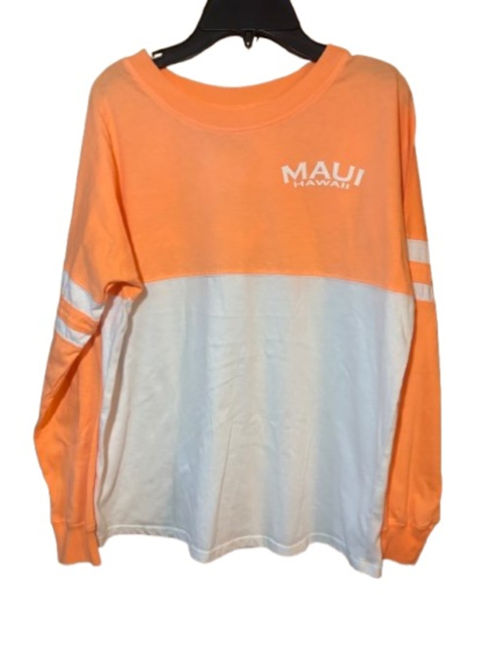 Maui Hawaii Two-Tone Orange & White Long Sleeve Tee Medium